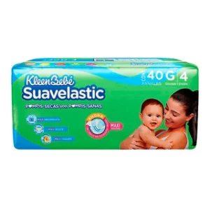 Pañales Suavelastic Max KleenBebé Talla Grande Etapa 4, 40 piezas