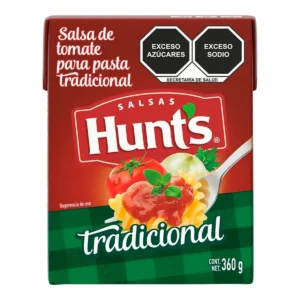 Salsa de Tomate para Pasta Hunt’s 360 g en frasco, ideal para preparar platillos italianos caseros.